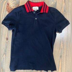 Mens Gucci polo with web collar